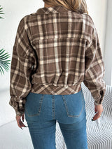 Hollis | Women's Cropped Check Relaxed-Fit Shacket — view 2
