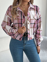 Hollis | Women's Cropped Check Relaxed-Fit Shacket — view 3