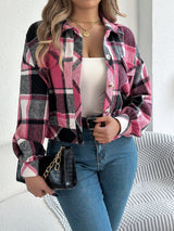 Hollis | Women's Cropped Check Relaxed-Fit Shacket — view 5