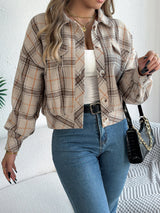 Hollis | Women's Cropped Check Relaxed-Fit Shacket — view 7