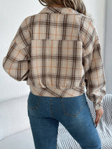 Hollis | Women's Cropped Check Relaxed-Fit Shacket — view 8