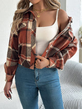 Hollis | Women's Cropped Check Relaxed-Fit Shacket — view 9