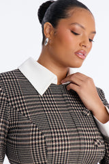 Women's Check Midi Dress — Long Sleeve | Yvezi — 7