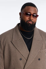 Men's Houndstooth Double-Breasted Blazer — Long Sleeve | Yvezi — 7