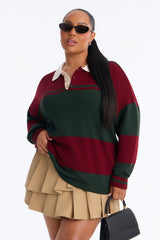 Women's Striped Knit Polo Sweater | Yvezi — 11