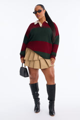 Women's Striped Knit Polo Sweater | Yvezi — 12