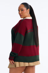 Women's Striped Knit Polo Sweater | Yvezi — 14