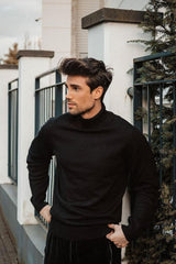 Men's Knit Turtleneck Sweater — Long Sleeve, Ribbed | Yvezi — 5