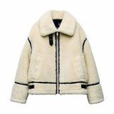 Juniper | Women's Oversized Teddy Jacket with Contrast Trim — view 1