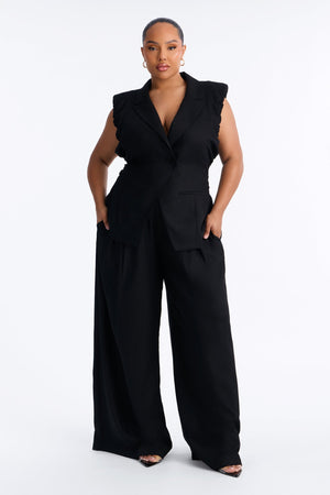 Women's Wide Leg Linen Viscose Pants — Pleated | Yvezi — 5