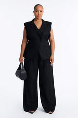 Women's Wide Leg Linen Viscose Pants — Pleated | Yvezi — 8