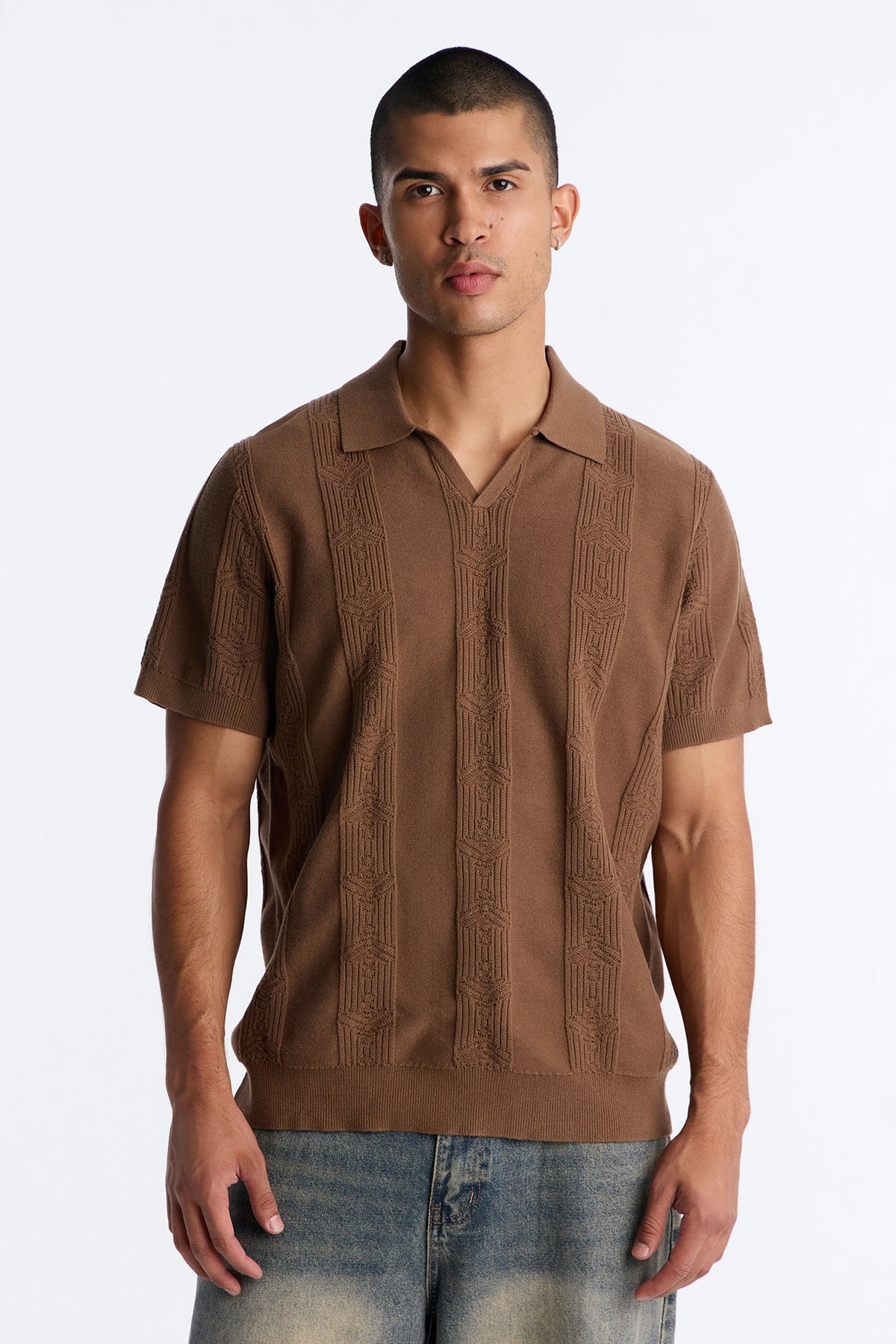 Men's Striped Cotton Polo Shirt — Short Sleeve | Yvezi — 1
