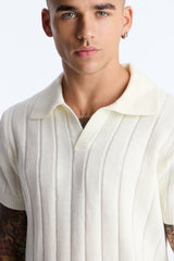 Men's Knit Polo Shirt — Short Sleeve, Ribbed | Yvezi — 4