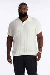 Men's Knit Polo Shirt — Short Sleeve, Ribbed | Yvezi — 5