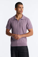 Men's Knit Polo Shirt — Short Sleeve, Ribbed | Yvezi — 9