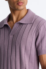 Men's Knit Polo Shirt — Short Sleeve, Ribbed | Yvezi — 11