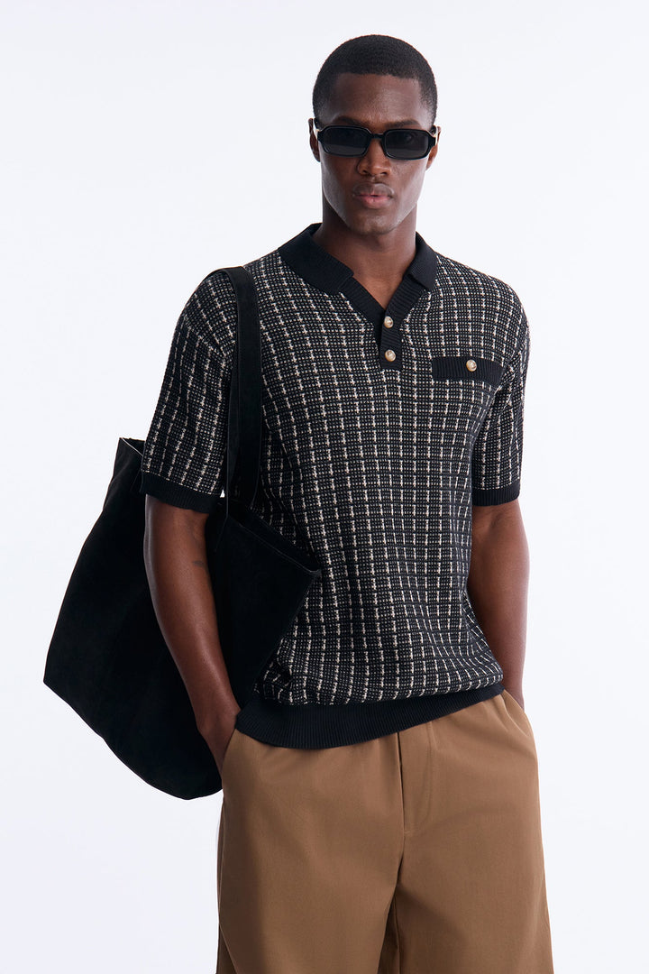 Men's Cotton Polo Shirt — Button Down, Short Sleeve | Yvezi — 1