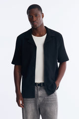 Men's Textured Cotton Shirt — Short Sleeve | Yvezi — 1