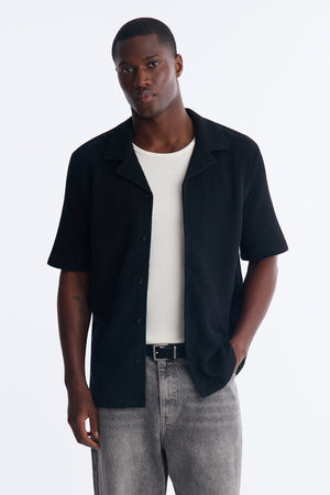 Men's Textured Cotton Shirt — Short Sleeve | Yvezi — 1