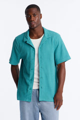 Men's Textured Cotton Shirt — Short Sleeve | Yvezi — 53