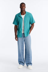 Men's Textured Cotton Shirt — Short Sleeve | Yvezi — 54
