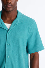 Men's Textured Cotton Shirt — Short Sleeve | Yvezi — 56