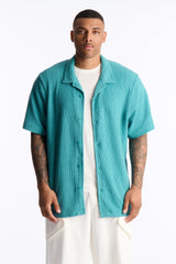 Men's Textured Cotton Shirt — Short Sleeve | Yvezi — 57