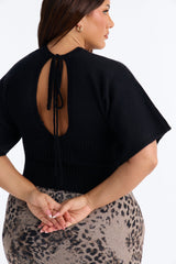 Women's Knit Sweater — Short Sleeve, Ribbed | Yvezi — 8