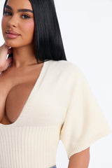 Women's Knit Sweater — Short Sleeve, Ribbed | Yvezi — 11