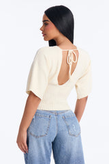 Women's Knit Sweater — Short Sleeve, Ribbed | Yvezi — 12