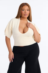 Women's Knit Sweater — Short Sleeve, Ribbed | Yvezi — 13