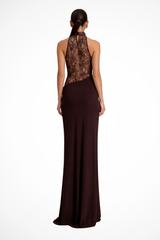 Estelle | Women's Halter Neck Lace Maxi Wedding Guest Dress — view 2