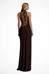 Estelle | Women's Halter Neck Lace Maxi Wedding Guest Dress — view 4