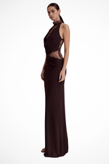 Estelle | Women's Halter Neck Lace Maxi Wedding Guest Dress — view 5