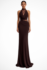 Estelle | Women's Halter Neck Lace Maxi Wedding Guest Dress — view 1