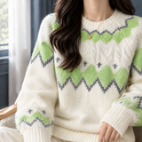 Hermione | Women's Fair Isle Knit Jumper with Balloon Sleeves — view 4