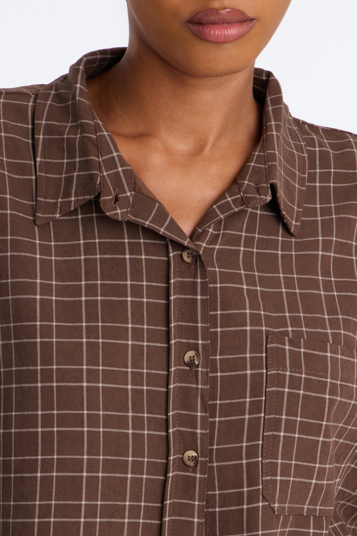 Women's Check Oversized Shirt — Long Sleeve | Yvezi — 3