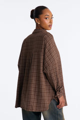 Women's Check Oversized Shirt — Long Sleeve | Yvezi — 4