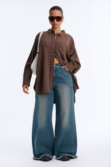 Women's Check Oversized Shirt — Long Sleeve | Yvezi — 6