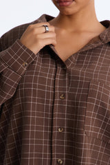 Women's Check Oversized Shirt — Long Sleeve | Yvezi — 7