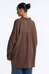 Women's Check Oversized Shirt — Long Sleeve | Yvezi — 8