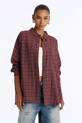 Women's Check Oversized Shirt — Long Sleeve | Yvezi — 9