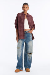 Women's Check Oversized Shirt — Long Sleeve | Yvezi — 10