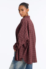 Women's Check Oversized Shirt — Long Sleeve | Yvezi — 12