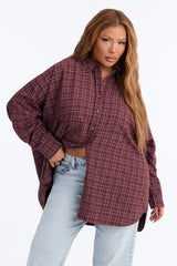 Women's Check Oversized Shirt — Long Sleeve | Yvezi — 13