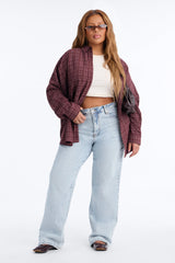 Women's Check Oversized Shirt — Long Sleeve | Yvezi — 14