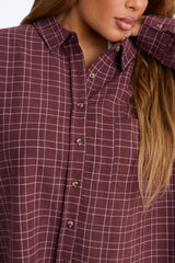 Women's Check Oversized Shirt — Long Sleeve | Yvezi — 15