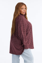 Women's Check Oversized Shirt — Long Sleeve | Yvezi — 16