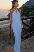 Serena | Women's Halter Neck Open Back Party Maxi Dress — view 1