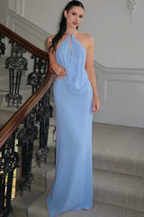 Serena | Women's Halter Neck Open Back Party Maxi Dress — view 4